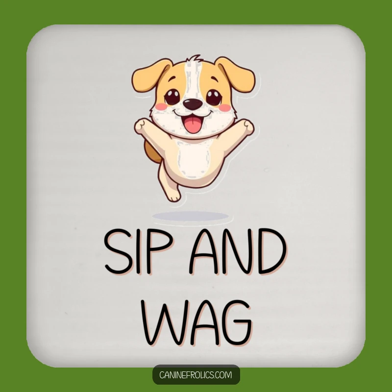 Funny Dog Coaster: Bounding Pup Art, Protects Furniture with Hilarious Style