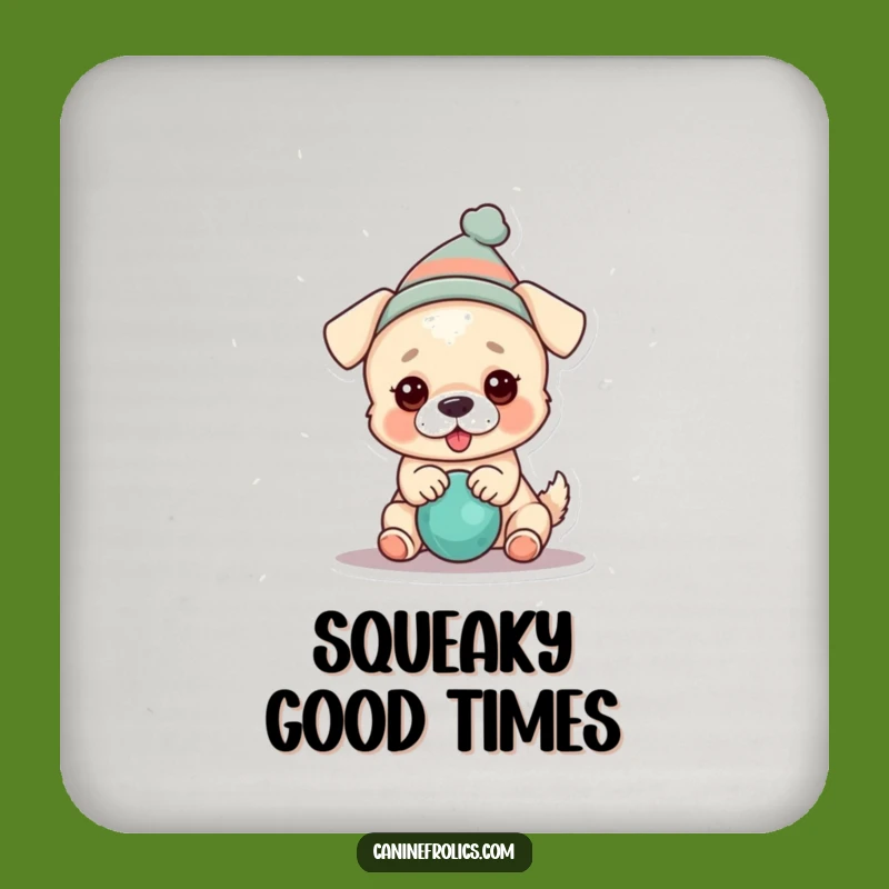 Funny Dog Hat Coaster: Squeaky Toy Drink Gift