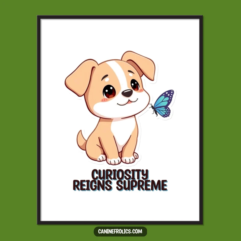 Curious Dog Butterfly Poster: Bring Gentle Fascination Home