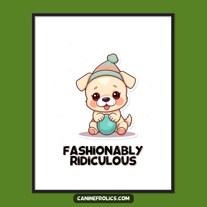 Funny Dog Hat Poster: Squeaky Toy Art Gift