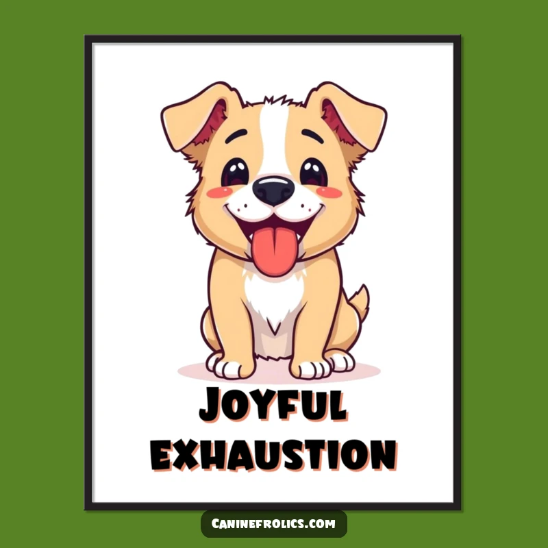 Funny Dog Panting Poster: Vibrant Tired Pup Art Print, Hilarious Funny Gift for Decor