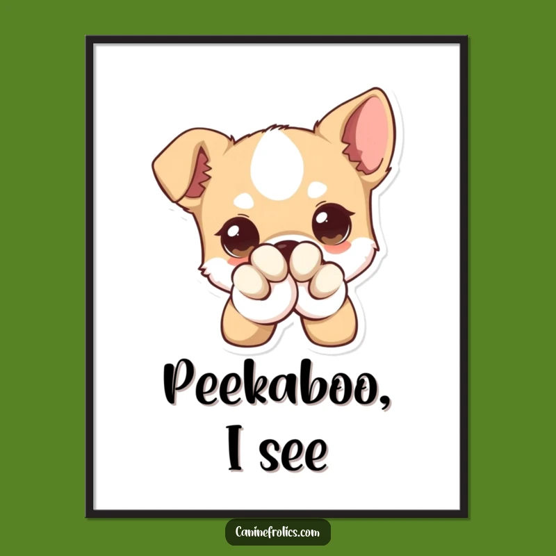 Funny Dog Poster - Adorable Winking Pup with Big Eyes, Wall Art, Unique Funny Gift