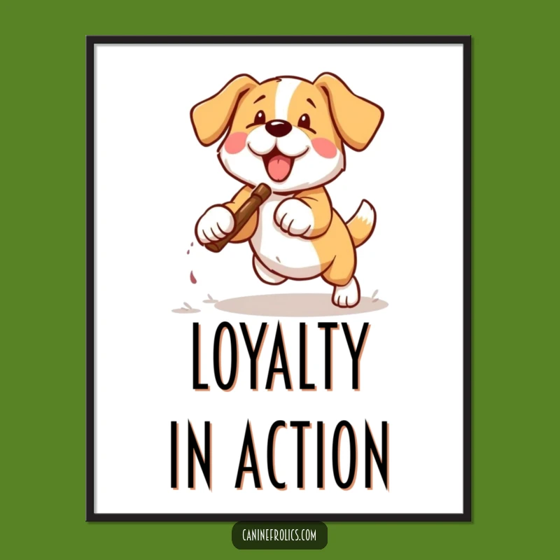 Funny Dog Fetching Stick Poster: Bring Joyful Laughter to Your Walls with This Art!