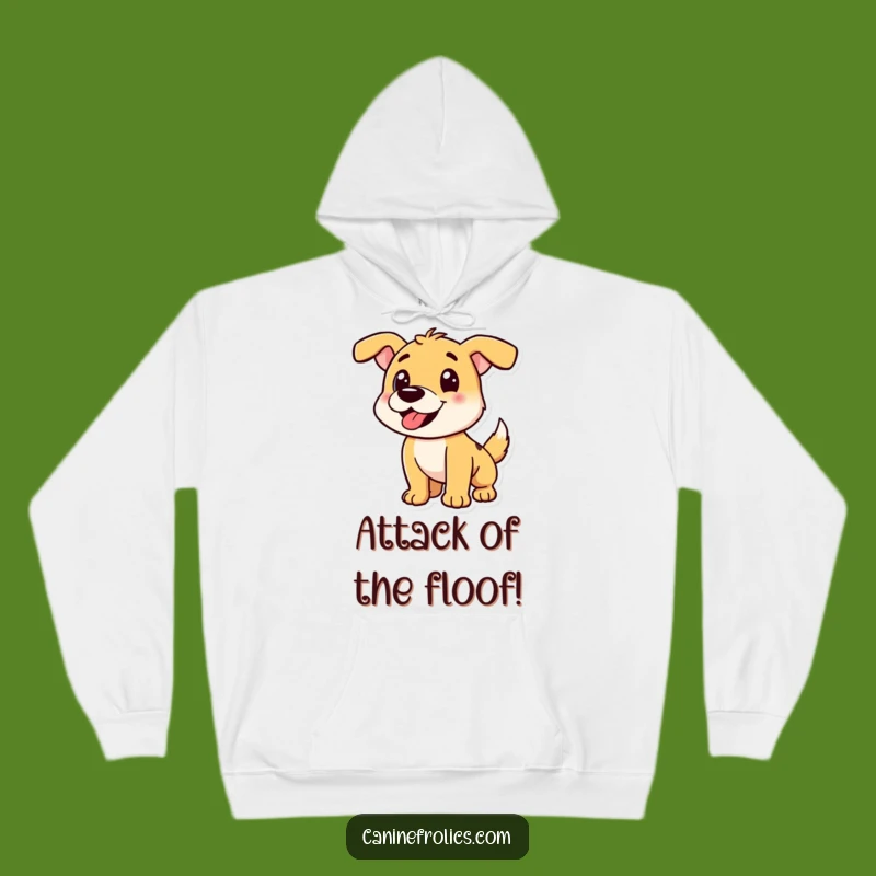 Funny Playful Dog Pounce Hoodie: Cozy Action, Warm Funny Gift Apparel