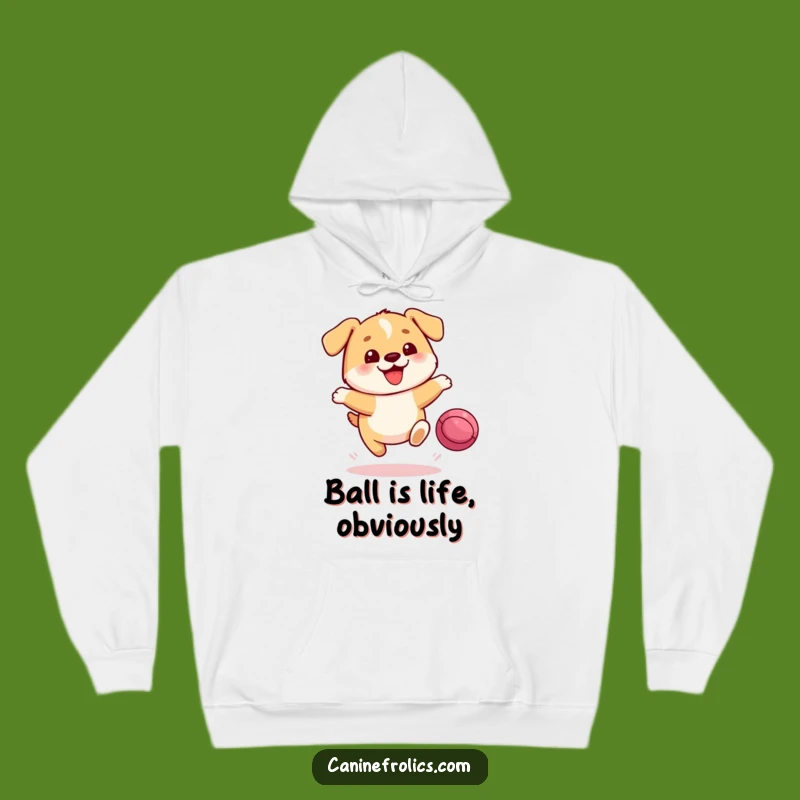 Funny Dog Hoodie: Joyful Pup Leaping for Ball - Cozy & Hilarious Gift