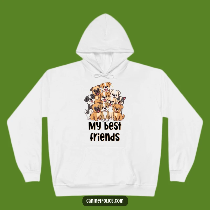 Cozy Funny Dog Pack Hoodie: Mixed Breeds Playing, Warm Humorous Gift