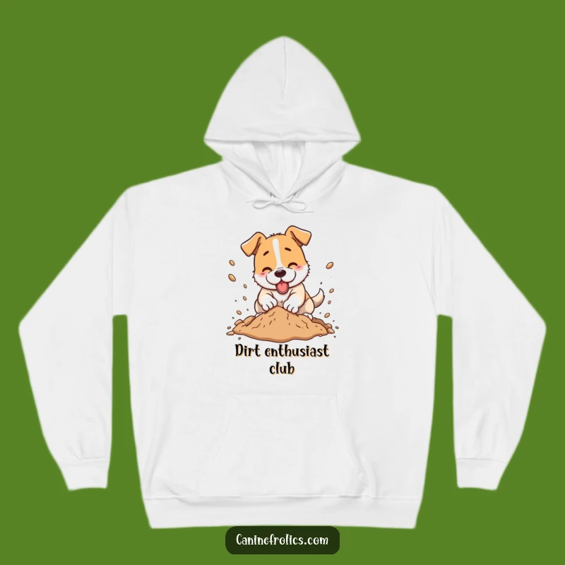 Cozy Funny Dog Digging Dirt Hoodie - Warm & Hilarious Pet Owner Apparel