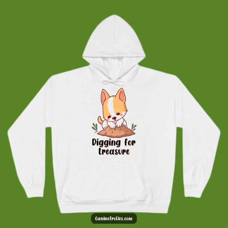 Funny Cozy Hoodie - Digging Dog Dirt Mound Playful Comfort