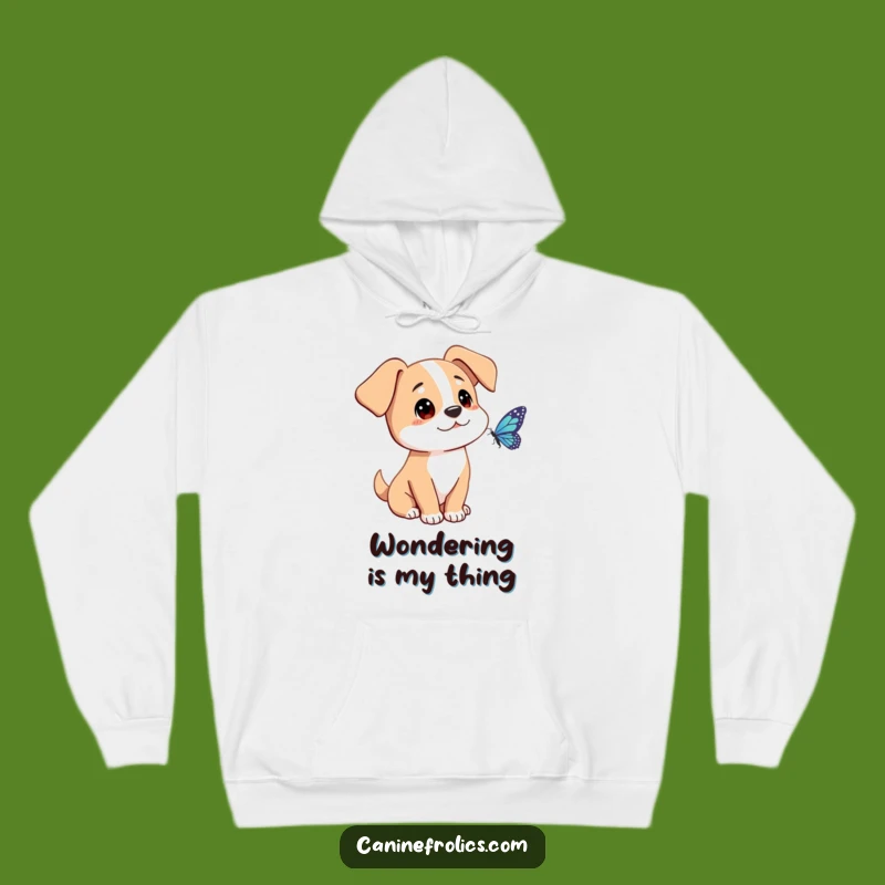 Cozy Curious Dog Butterfly Hoodie: Wrapped in Gentle Wonder