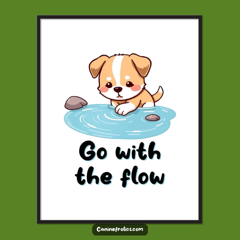 Free Printable Wall Art: Dog Stream Paw Dip, Relaxing Dog Decor