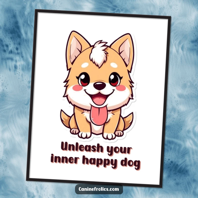 Funny Free Printable Wall Art: A close-up of a dog's happy face with its tongue lolling out, radiating pure joy and silliness.