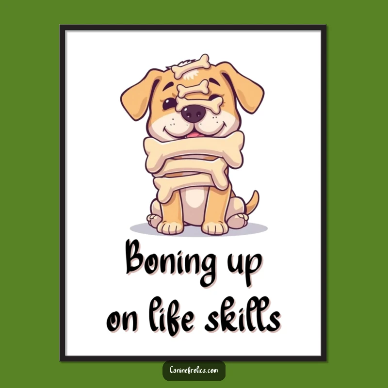 Funny Free Printable Wall Art: Bone Balancing Dog, Hilarious Dog Decor Download!