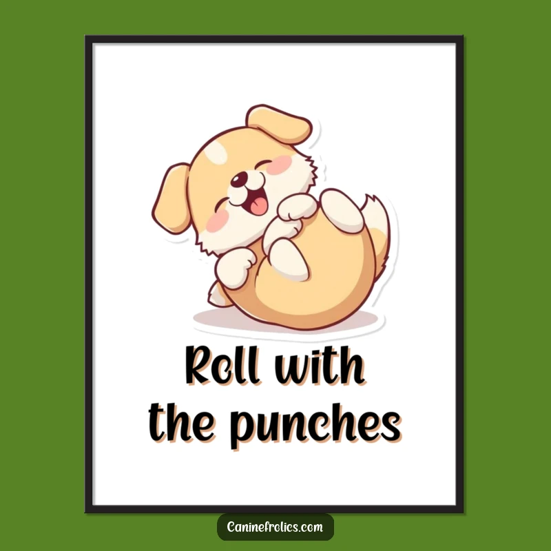 Funny Free Printable Wall Art: Rolling Dog Bliss, Joyful Downloadable Decor!