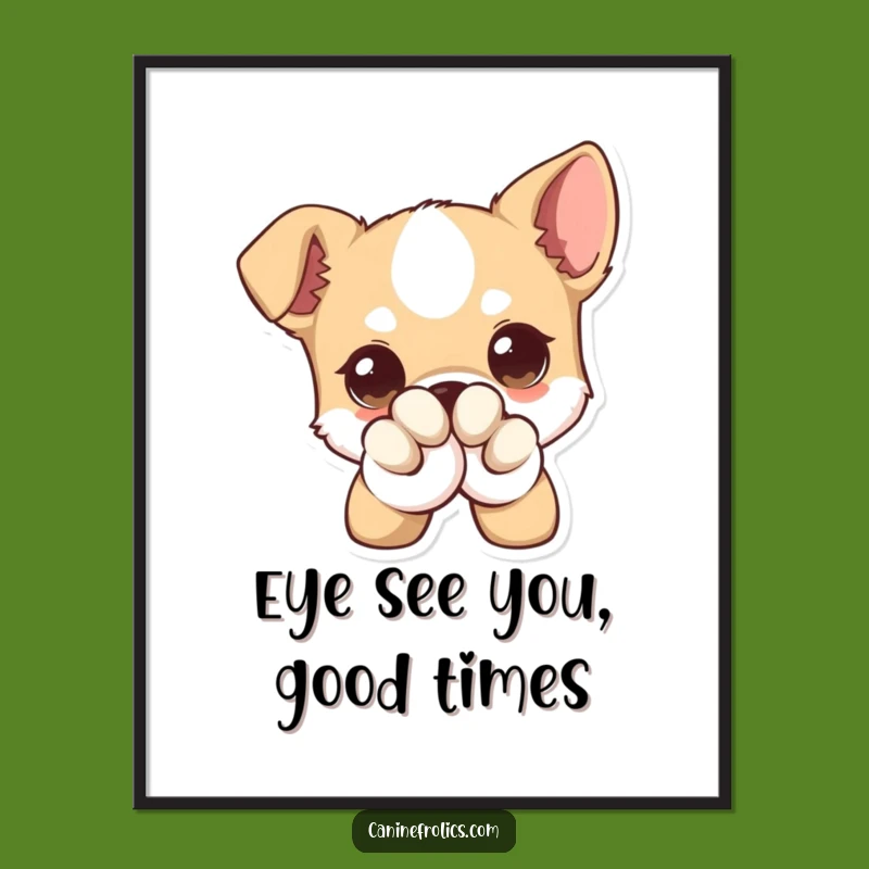 Funny Free Printable Wall Art: Winking Dog Eyes, Quirky Downloadable Decor