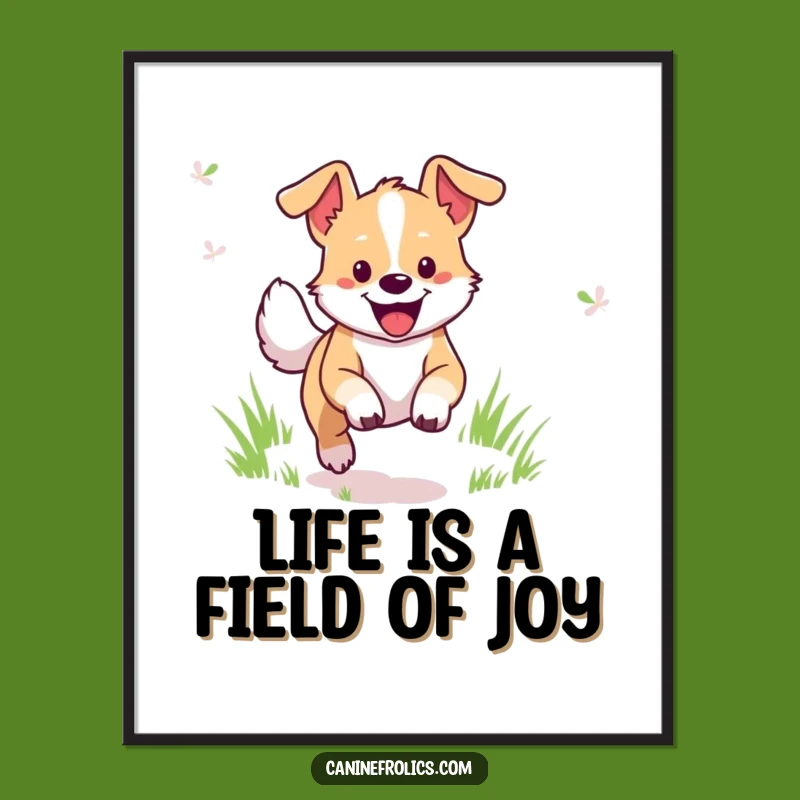 Free Printable Wall Art: Cheerful Dog Bounds Through Field, Funny Downloadable Art for Home