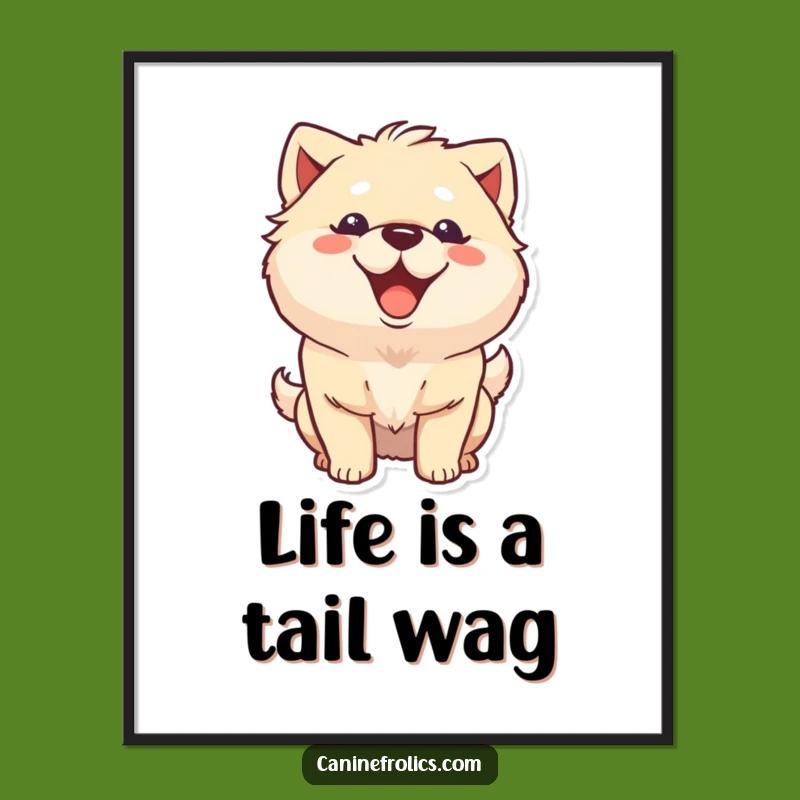 Free Printable Wall Art: Happy Dog Grin, Wagging Tail, Funny Dog Lover Decor