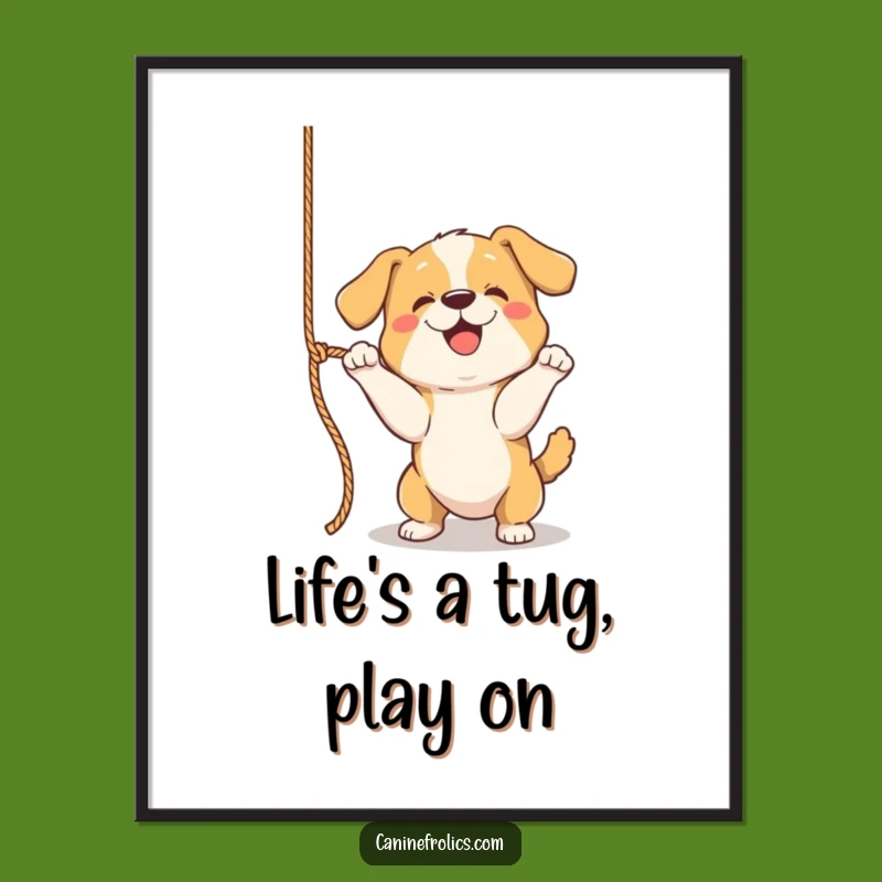 Funny Free Printable Wall Art: Playful Dog, Dangling Rope Decor