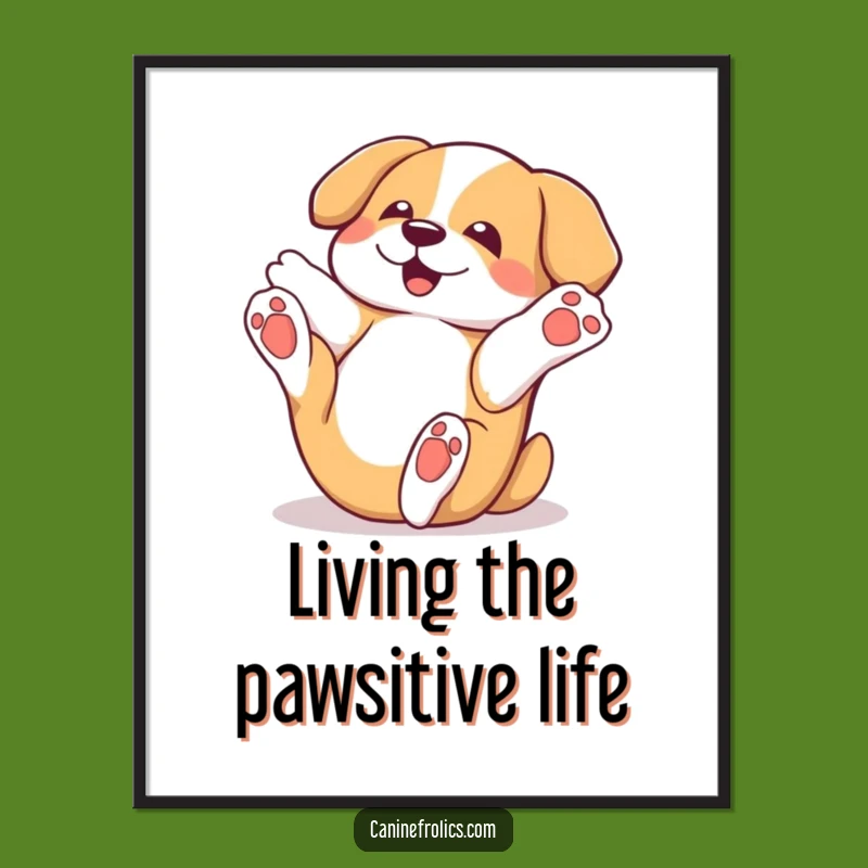 Free Printable Wall Art: Playful Dog Rolling, Funny Joyful Dog Decor