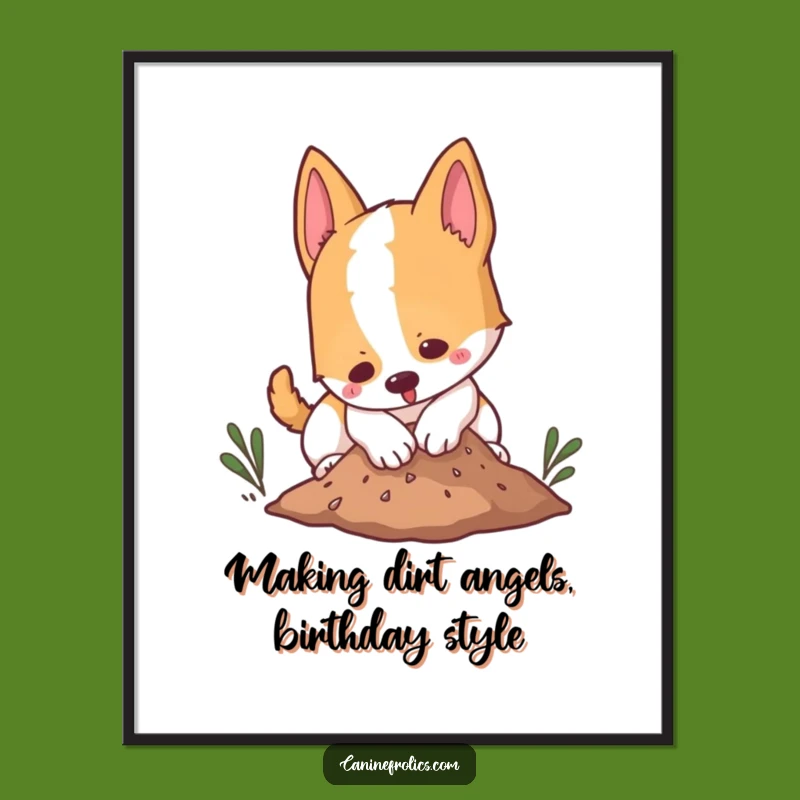 Free Printable Wall Art: Playful Dog Digging Decor Downloadable Art