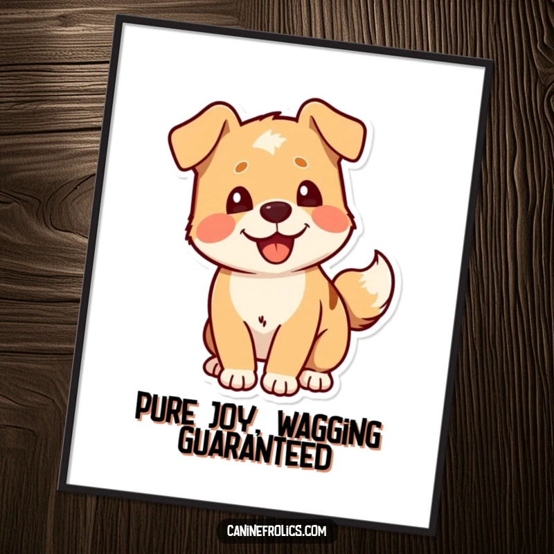 Funny Free Printable Wall Art: A dog's tail wags with pure delight, capturing happiness in downloadable art.