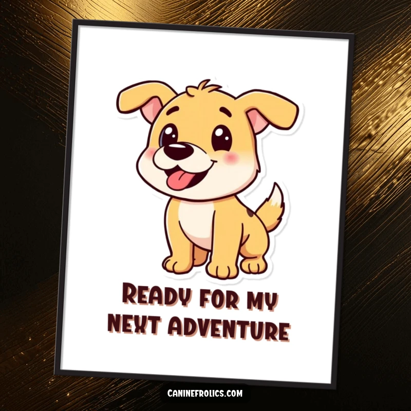 Funny Free Printable Wall Art: A dog captured mid-playful pounce, brimming with energy and readiness for fun.