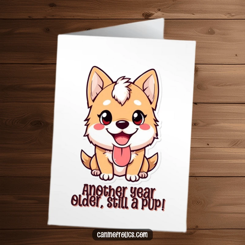 Funny Free Printable Birthday Card: A happy dog with its tongue lolling out, ready to party and spread birthday cheer.