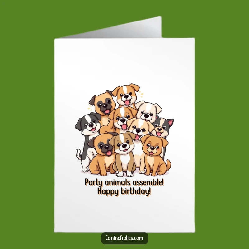 Free Printable Birthday Card: Diverse Dogs - Funny Group Downloadable Dog Gift