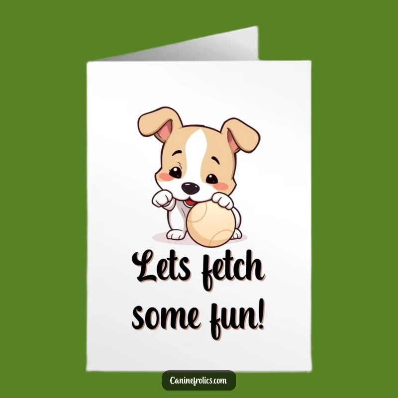 Free Printable Birthday Card: Dog Nudging Ball, Playful Downloadable Gift!