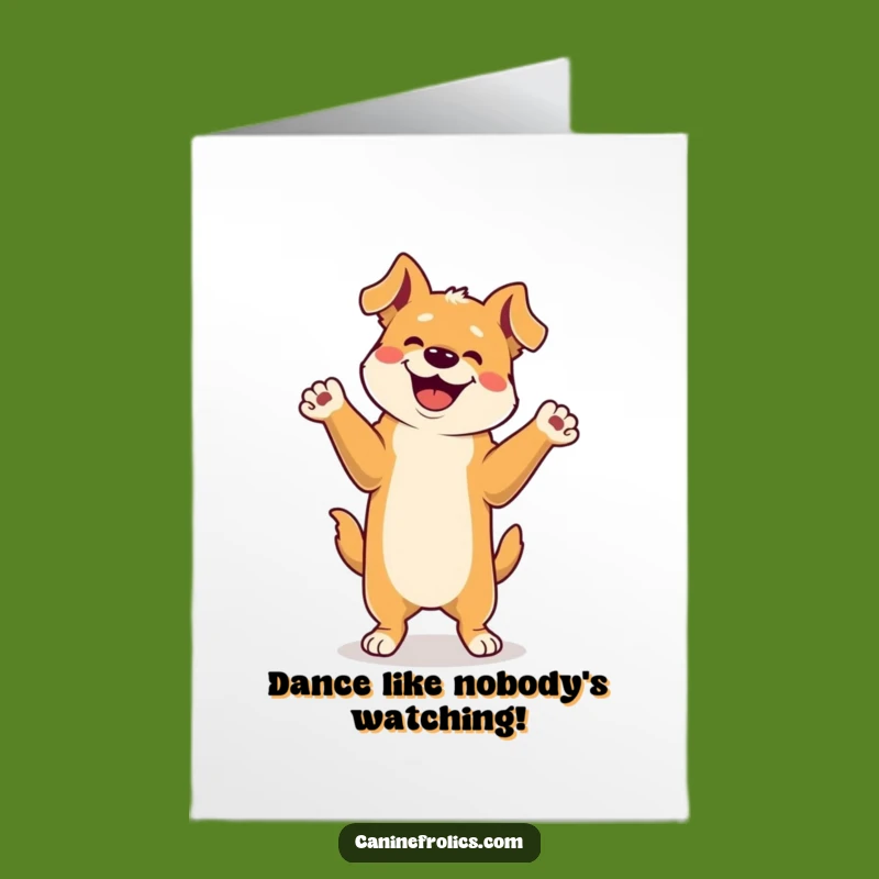 Free Printable Birthday Card: Funny Dog Dancing for Joy, Downloadable Gift!