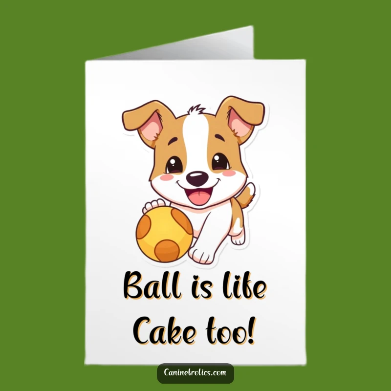Free Printable Birthday Card: Goofy Dog Chasing Ball, Funny Downloadable Gift