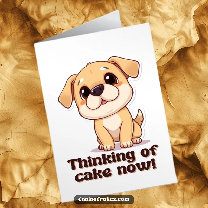 Funny Free Printable Birthday Card: A playful dog tilting its head with a curious expression, wondering about the fun.