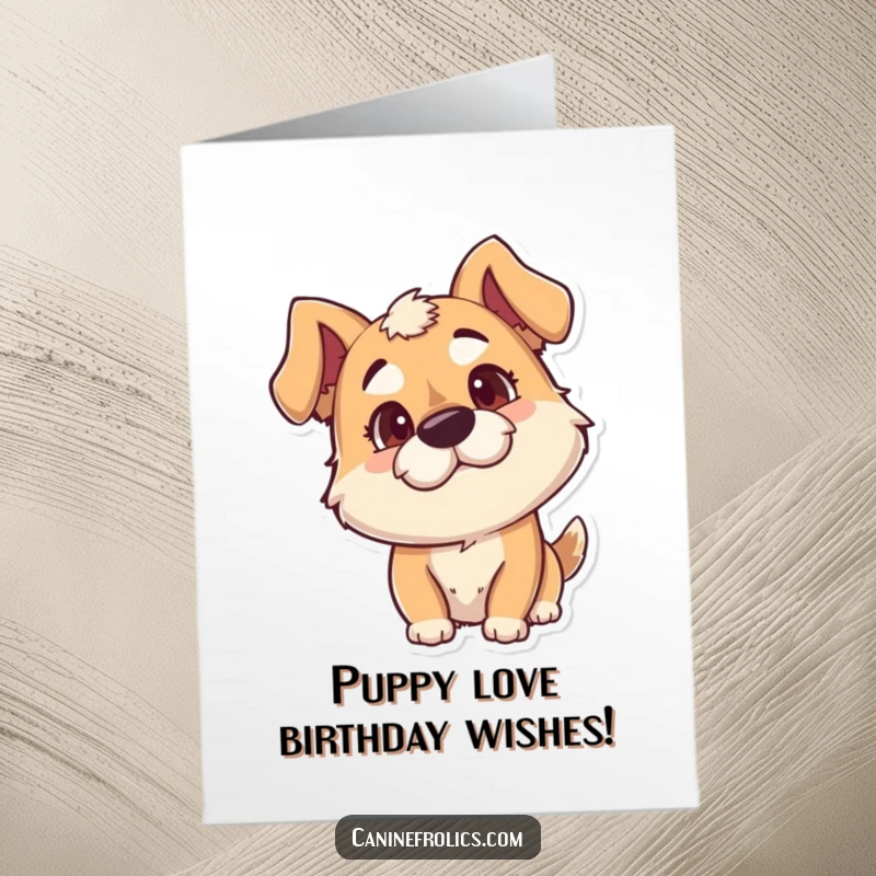 Funny Free Printable Birthday Card: Goofy dog tilting head, full of playful curiosity and ready for birthday fun.