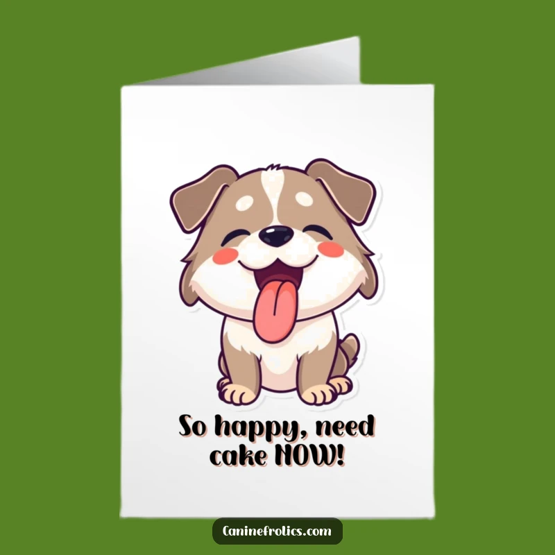 Free Printable Happy Birthday Card: Joyful Panting Dog, Tongue Out, Funny Downloadable Gift