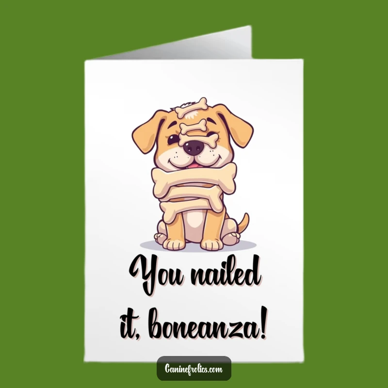 Free Printable Congrats Card: Bone Balance Dog, Perfect Downloadable Celebration Gift!