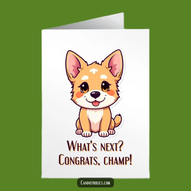 Free Printable Congrats Card: Curious Dog Playful Ears Celebration Downloadable Gift