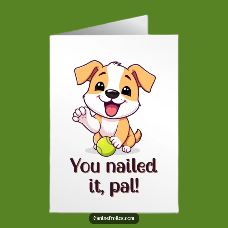 Free Printable Congrats Card: Dog Nudges Success, Funny Dog Lover Downloadable