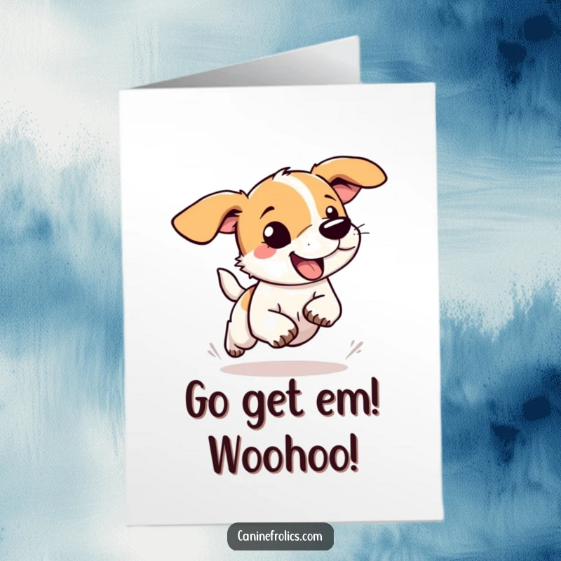 Funny Free Printable Congratulations Card: a dog with long, floppy ears streaming behind it as it runs freely.