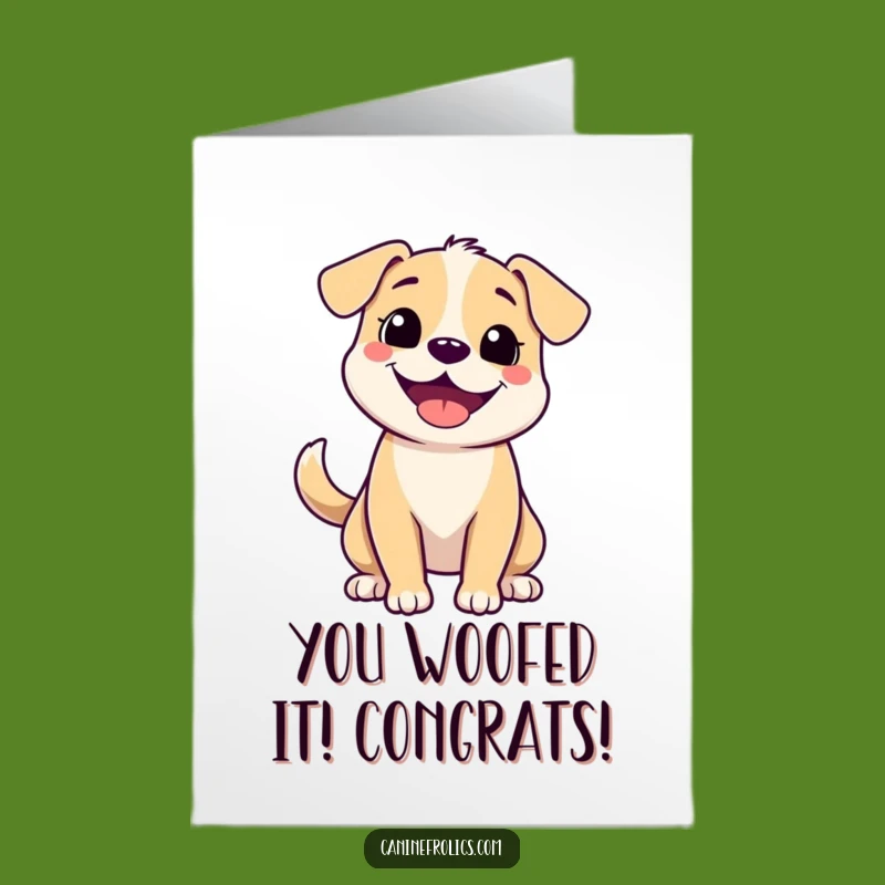 Free Printable Congrats Dog Card: Grinning Pup, Wagging Tail, Funny Downloadable for Any Occasion