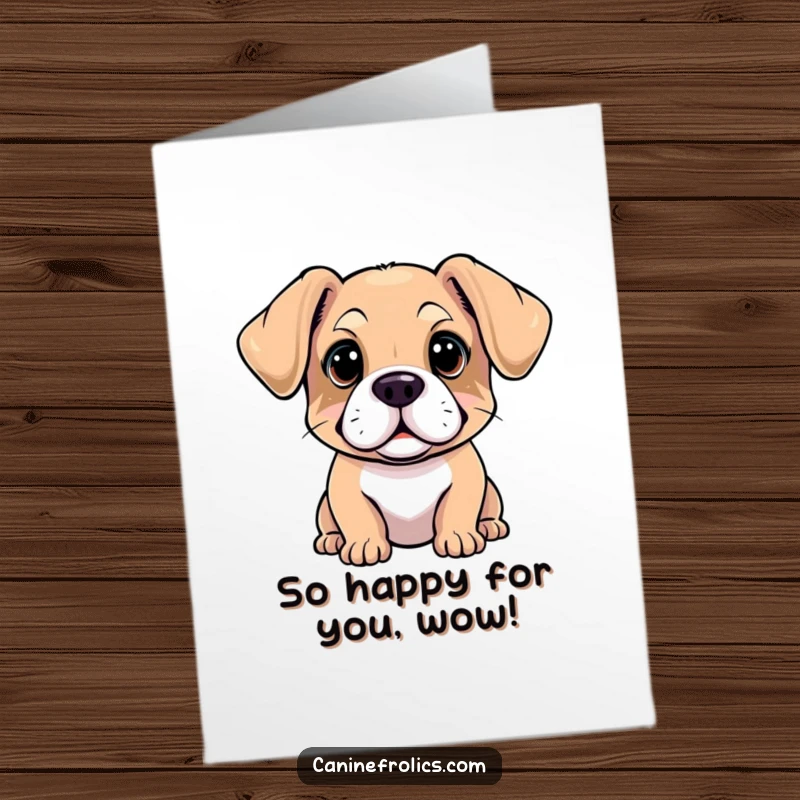 Funny Free Printable Congratulations Card showing a dog with ears flopped forward, looking inquisitively at the recipient's amazing accomplishment.