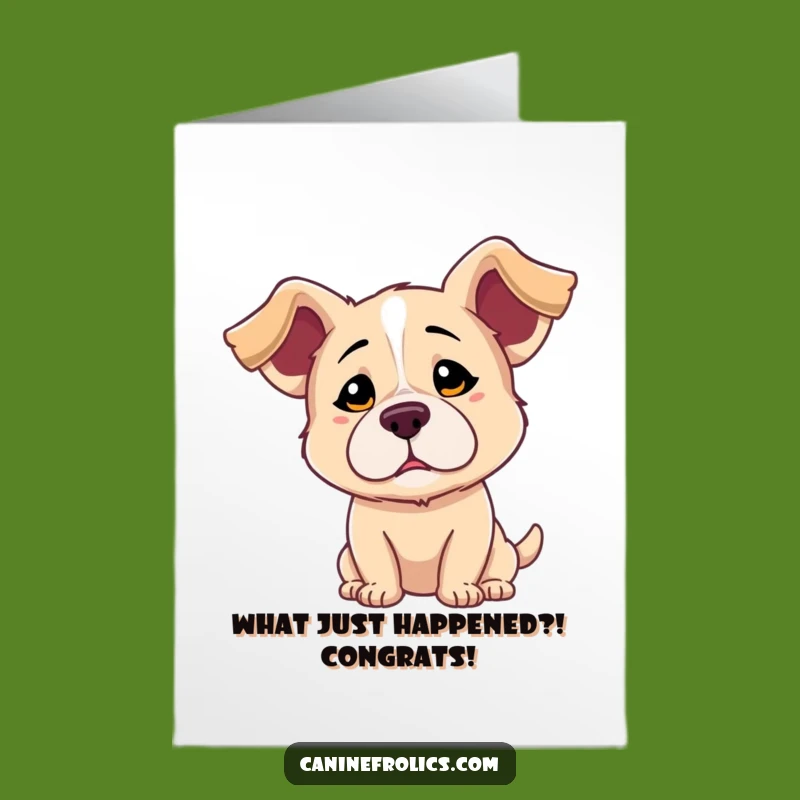 Free Printable Dog Congrats Card: Confused Pup Floppy Ears Downloadable Cheer