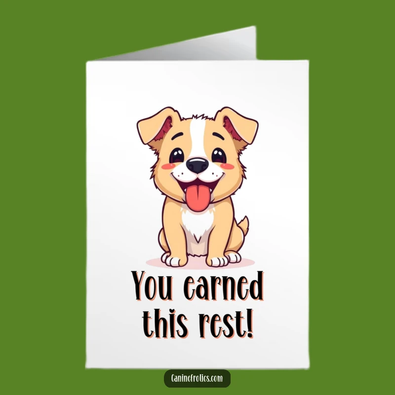 Free Printable Dog Congrats Card: Happy Panting Pup Celebrating Success Downloadable