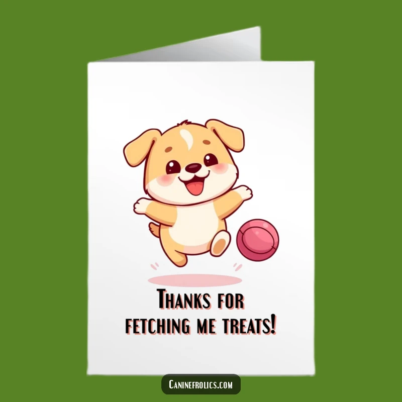 Free Printable Thank You Card: Funny Dog Leaping for Ball, Grateful Downloadable Gift