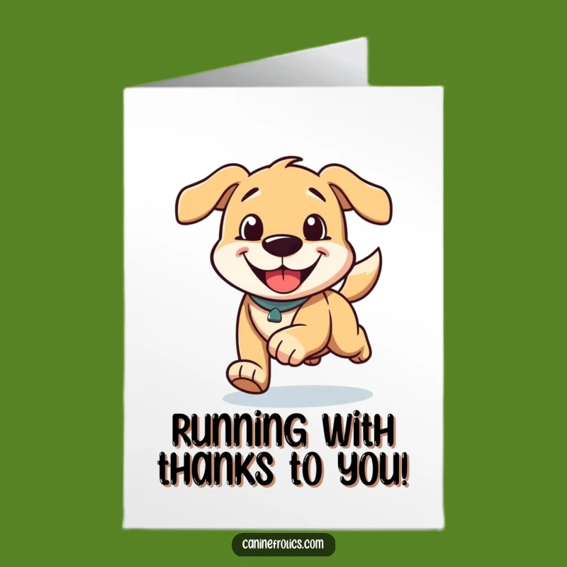 Free Printable Dog Thank You Card: Running Dog's Grin for a Hilarious Appreciation