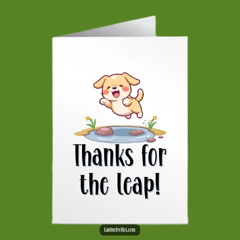 Free Printable Thank You Card: Dog Leaping Puddle, Grateful Dog Gift