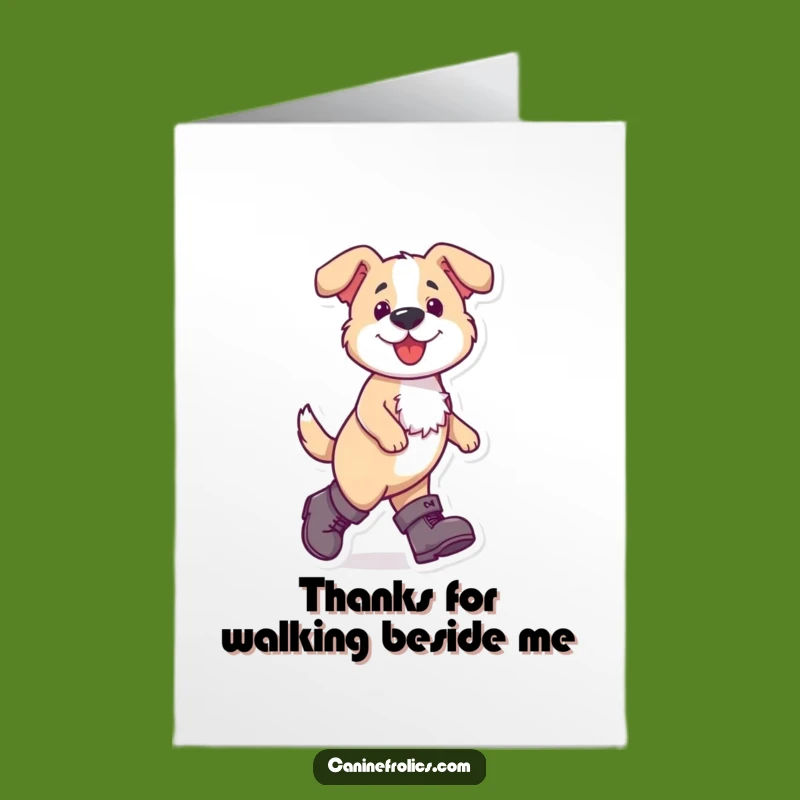 Funny Free Printable Thanks Card: Dog in Boots, Confident Stride, Downloadable Gratitude