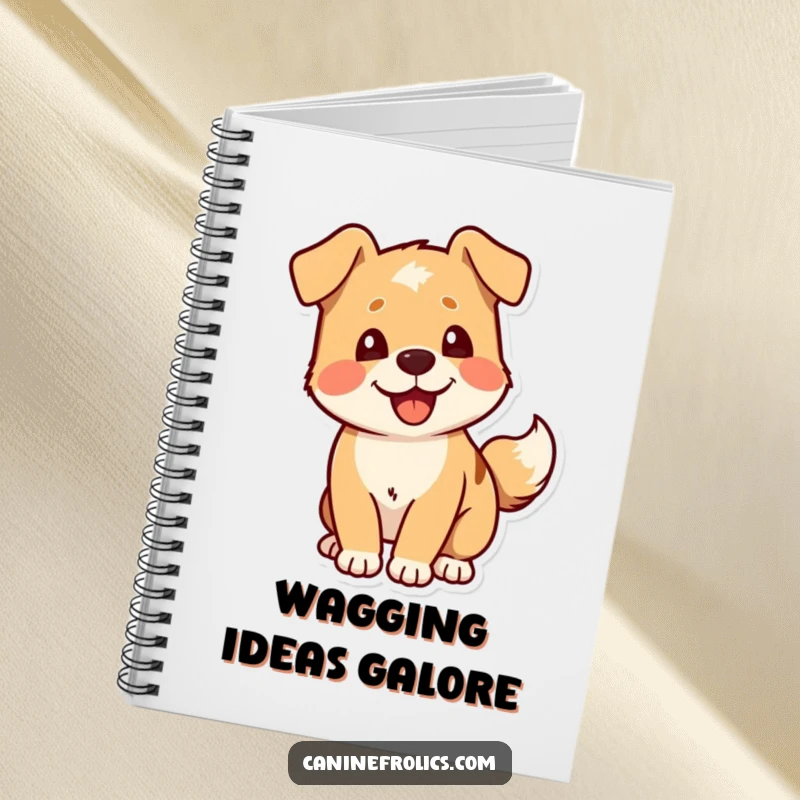 Funny Dog Notebook: A dog character's tail wagging with pure delight, designed to inspire happy thoughts and notes.