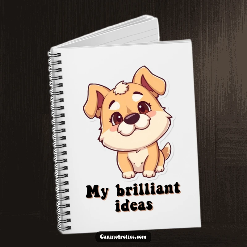 Funny Dog Notebook: Goofy dog character with a curious expression, ideal for jotting down funny thoughts and ideas.