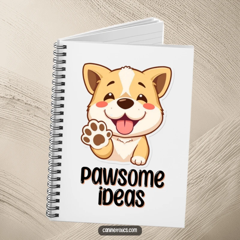 Funny Notebook: A dog with a happy smile offers its paw. Perfect for jotting down friendly notes and brilliant ideas.