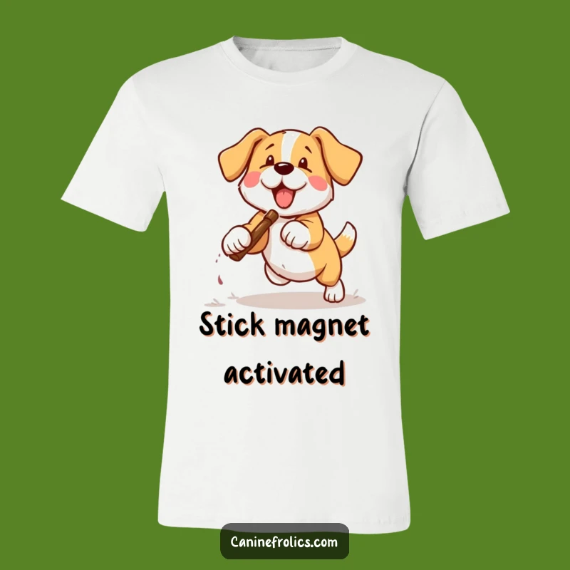 Funny Dog Fetching Stick T-Shirt: Hilarious Doggy Action Tee, Perfect Funny Gift!