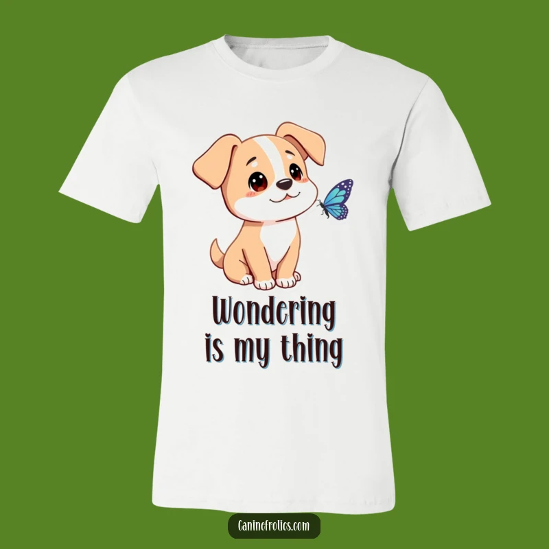 Curious Dog Butterfly T-Shirt: Embrace Gentle Fascination